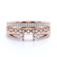 thumbnail image 1 of Classic Minimalist 2.00 Carat Baguette Cut Diamond Moissanite Engagement Ring, Split shank Wedding Ring in 10k Solid Rose Gold, Gift For Her, Promise Ring, Anniversary Ring, Trio Rings Set, 1 of 3
