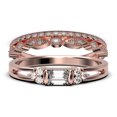 thumbnail image 1 of Classic Minimalist 2.00 Carat Baguette Cut Diamond Moissanite Engagement Ring, Split shank Wedding Ring in 925 Sterling Silver With 18k Rose Gold Plating Promise Ring, Trio Rings Set, 1 of 4