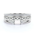 thumbnail image 1 of Classic Minimalist 2.00 Carat Baguette Cut Diamond Moissanite Engagement Ring, Split shank Wedding Ring in 925 Sterling Silver With 18k White Gold Plating Gift For Her, Promise Ring, Trio Rings Set, 1 of 3