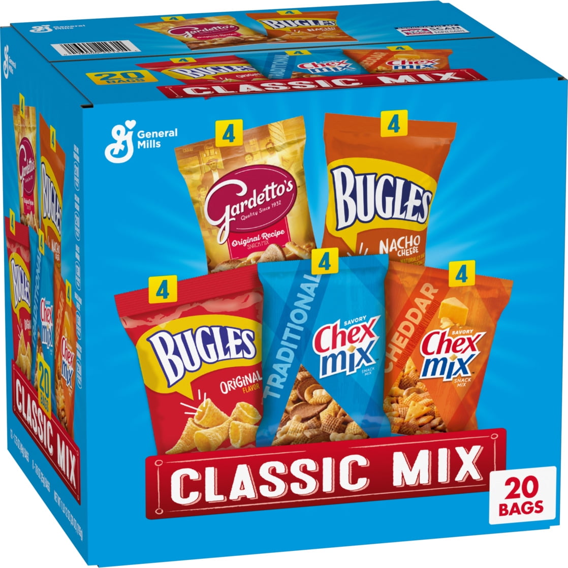 General Mills Classic Mix Snack Variety Pack, Bugles, Gardetto's, and Chex Mix, 20 Ct, 28 oz