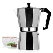 Classic Mocha Italian Style Aluminum Octagonal Coffee Maker, 150ml   Easy to Use & Quick Clean, Silver