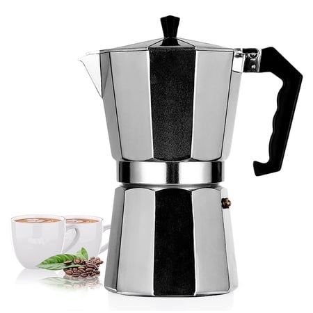 Classic Mocha Italian Style Aluminum Octagonal Coffee Maker, 300ml – Easy to Operate & Quick Clean, Silver