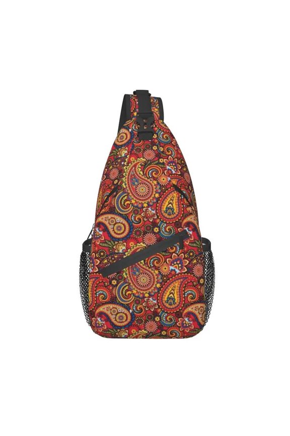 Classic Mod Paisley Sling Crossbody Backpack Men Custom Boho Bohemian Shoulder Chest Bag for Travel Hiking Daypack