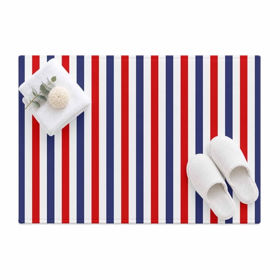 Classic Modern Area Rug 2'x3', Striped Red Blue White Mat Non-Slip ...