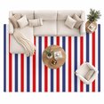 Classic Modern Area Rug 8'x10', Striped Red Blue White Large Area Rugs ...