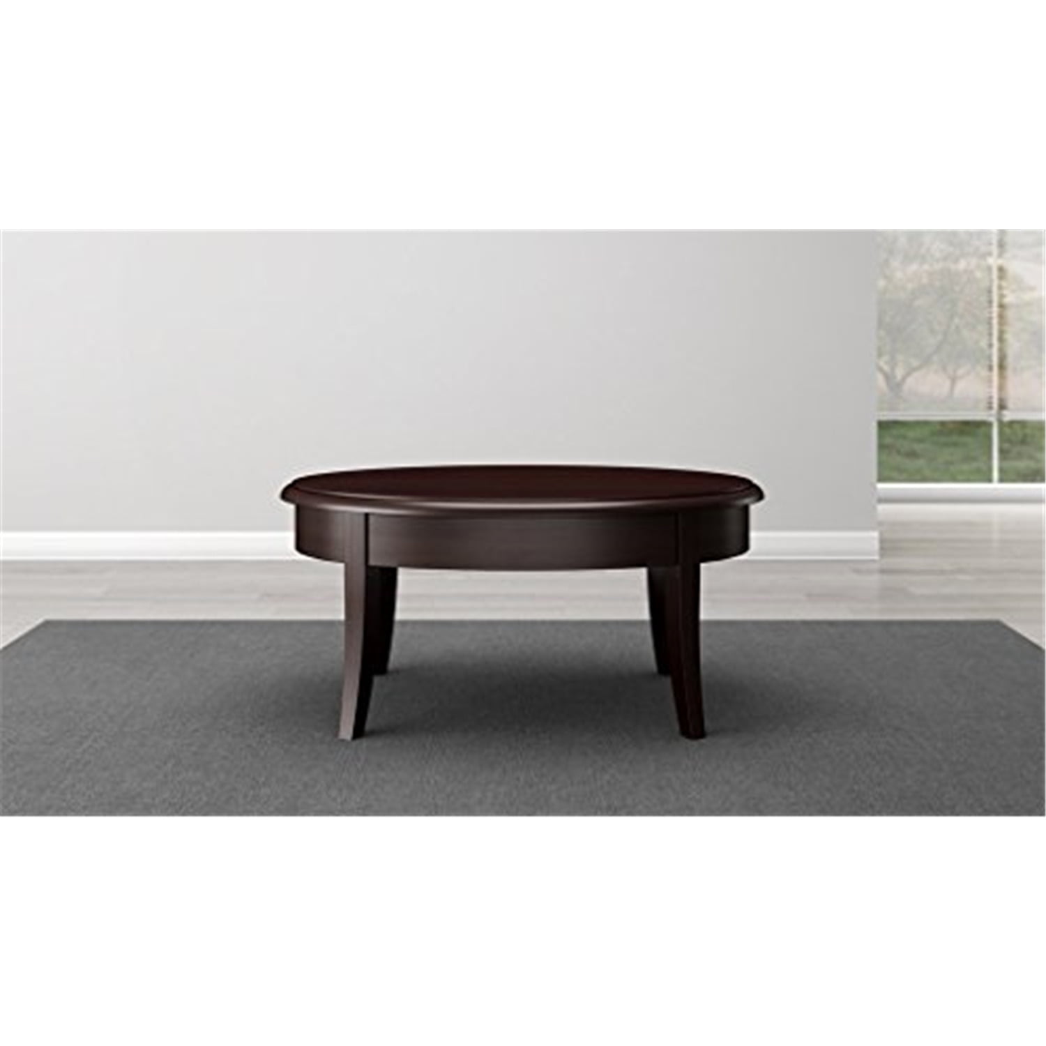 Contemporary Wenge Round Coffee Table with Storage Drawer