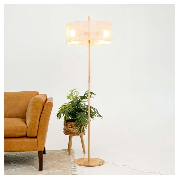 Classic Modern Floor Lamp, Upward Lighting Design for Living Room Ambience, Bedroom & Office Space Lirian Floor Lamp - Oak and Natural 110-120V
