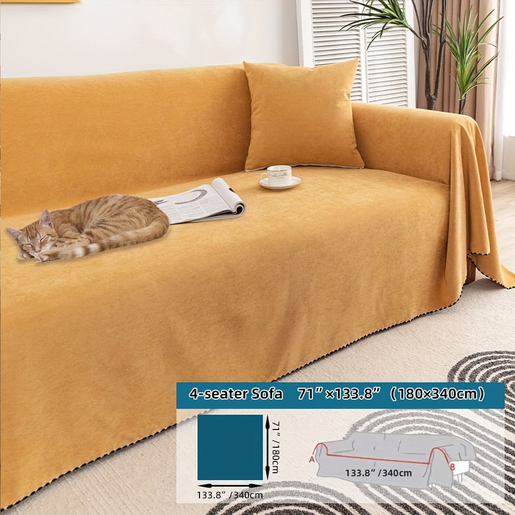 Classic Modern Waterproof Sofa Throw Cover  Dustproof Pet-Friendly Sofa Blanket  Anti-Scratch Cat Protection  Machine Washable  Fits Armchair to 4-Seater & L-shaped Sectionals - Polyester