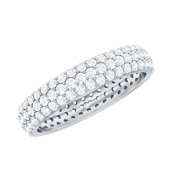 Rosec Jewels Classic Moissanite Eternity Band Ring for Women (D-VS1 Grade) - Anniversary Band Ring, 14K White Gold, US 11.00