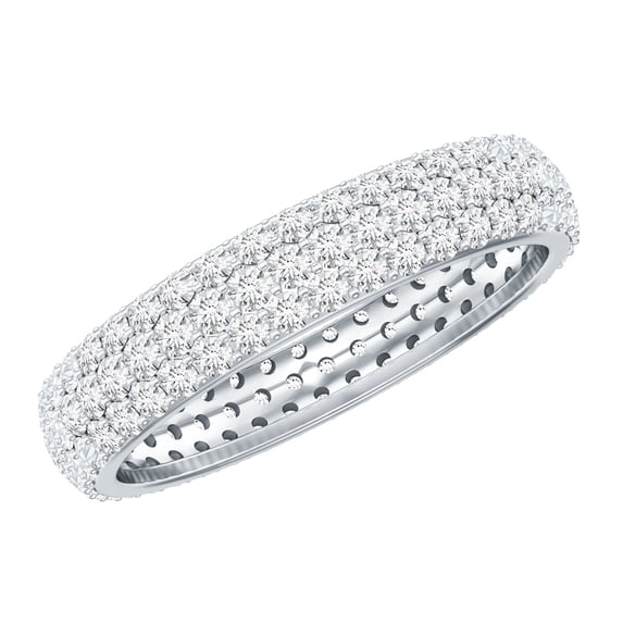 Rosec Jewels Classic Moissanite Eternity Band Ring for Women (D-VS1 Grade) - Anniversary Band Ring, 14K White Gold, US 6.50