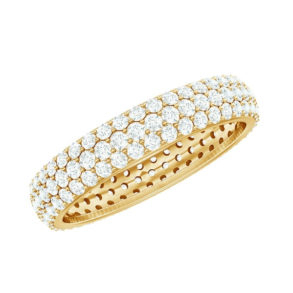 Rosec Jewels Classic Moissanite Eternity Band Ring for Women (D-VS1 Grade) - Anniversary Band Ring, 14K Yellow Gold, US 4.00
