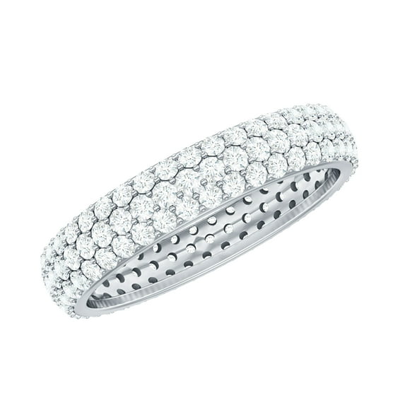 Rosec Jewels Classic Moissanite Eternity Band Ring for Women (D-VS1 Grade) - Anniversary Band Ring, 18K White Gold, US 3.50