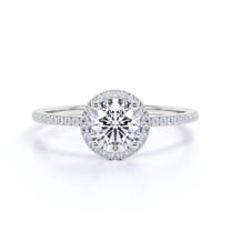 Classic Moissanite Ring 1.45 carat Round cut Halo Engagement Ring 925 Sterling Silver (Solid) Ring Size - 5.5 US