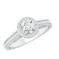 thumbnail image 1 of Rosec Jewels Classic Moissanite Round Engagement Ring with Halo - 5 mm - D-VS1 Grade Certified, 925 Sterling Silver, US 4.00, 1 of 9