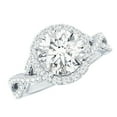 thumbnail image 1 of Rosec Jewels Certified Moissanite Engagement Ring 2 Carat - Crossover Ring for Women - D-VS1 Quality, 14K White Gold, US 12.00, 1 of 9