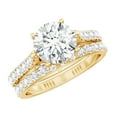 thumbnail image 1 of Rosec Jewels Moissanite Wedding Ring Set - 2 Carat Engagement Ring with Wedding Band - D-VS1 Quality Certified, 18K Yellow Gold, US 7.00, 1 of 9