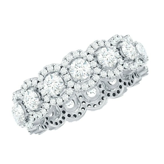 Rosec Jewels Classic Moissanite Wedding Band for Women - Eternity Band Ring (2.50 CT, D-VS1 Grade), 925 Sterling Silver, US 8.00