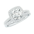 thumbnail image 1 of Rosec Jewels Classic Moissanite Wedding Ring Set of 2 - D-VS1 Grade Certified Moissanite Halo Engagement Ring with Band, 925 Sterling Silver, US 7.00, 1 of 7
