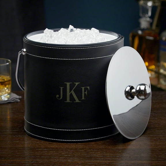 Classic Monogram Black Personalized Insulated Ice Bucket
