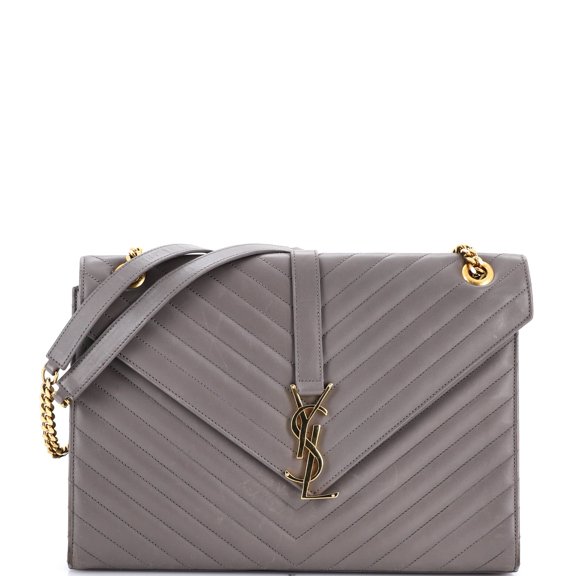 Classic Monogram Envelope Satchel Matelasse Chevron Leather Large By Rebag