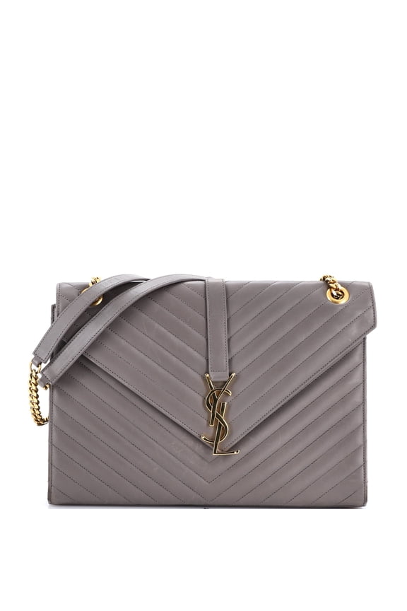 Classic Monogram Envelope Satchel Matelasse Chevron Leather Large By Rebag