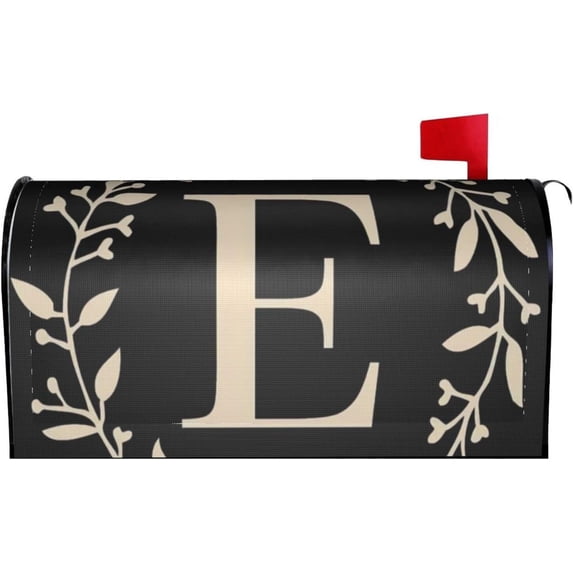 Classic Monogram Letter E Mailbox Cover Magnetic Standard Size Waterproof Letter Post Box Cover Wrap Oversize Decoration Welcome Home Garden Outdoor 25.5" Lx 21" W