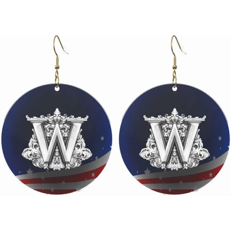 Classic Monogram Letter Elegant W Sleek Round Acrylic Earrings Lightweight Variable For All Occasions[h226]