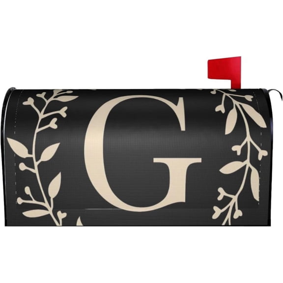 Classic Monogram Letter G Mailbox Cover Magnetic Standard Size Waterproof Letter Post Box Cover Wrap Oversize Decoration Welcome Home Garden Outdoor 21" Lx 18" W