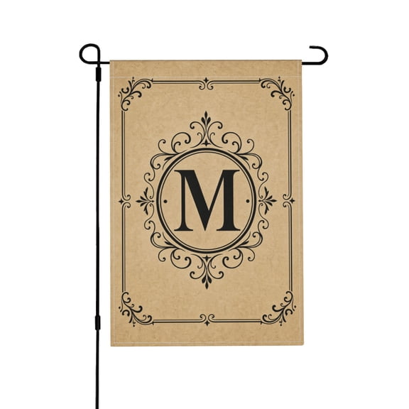 Classic Monogram Letter M Garden Flag With Family Initial Personalized Welcome Home Decor For Yard 12x18 in