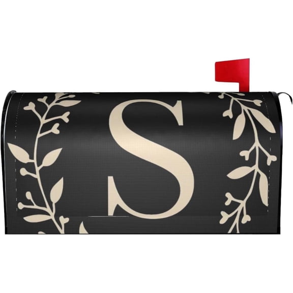 Classic Monogram Letter S Mailbox Cover Magnetic Standard Size Waterproof Letter Post Box Cover Wrap Oversize Decoration Welcome Home Garden Outdoor 25.5" Lx 21" W
