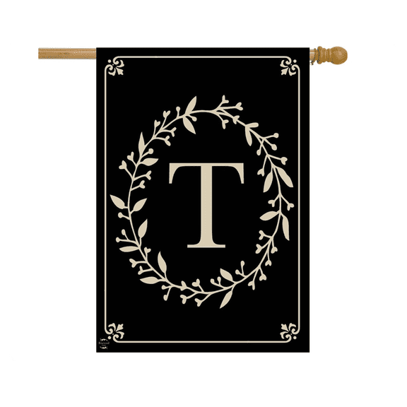 Classic Monogram Letter T Double-Sided Flag 28x40 POLE NOT INCLUDED House Flag
