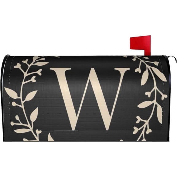Classic Monogram Letter W Mailbox Cover Magnetic Standard Size Waterproof Letter Post Box Cover Wrap Oversize Decoration Welcome Home Garden Outdoor 21" Lx 18" W