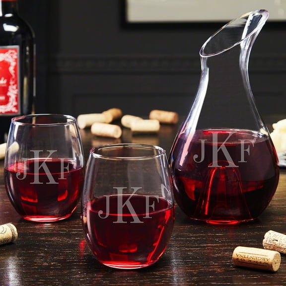 Classic Monogram Personalized Wine Decanter Gift Set