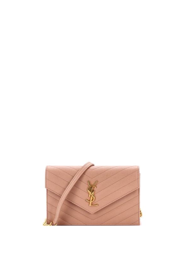 Pre-Owned Classic Monogram Wallet on Chain Matelasse Chevron Leather Small By Rebag