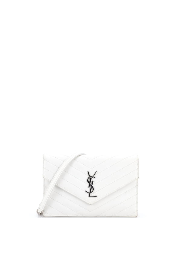 Pre-Owned Classic Monogram Wallet on Chain Matelasse Chevron Leather Small By Rebag