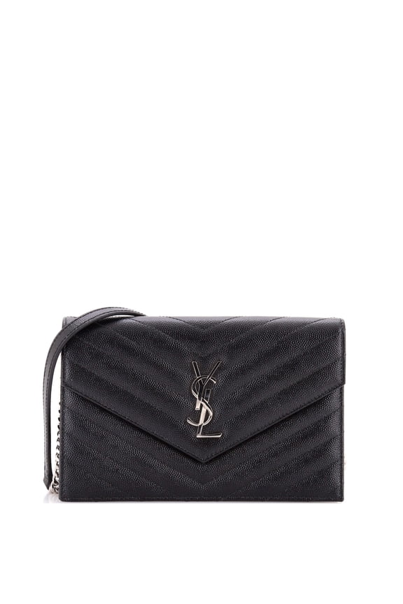 Pre-Owned Classic Monogram Wallet on Chain Matelasse Chevron Leather Small By Rebag