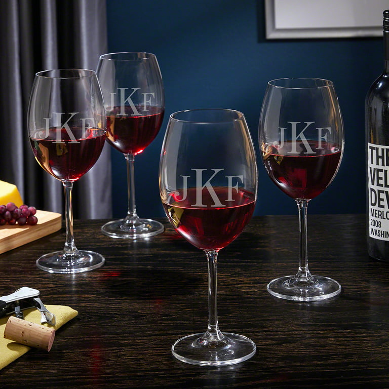 Set of 4 monogram Glitter wine glasses
