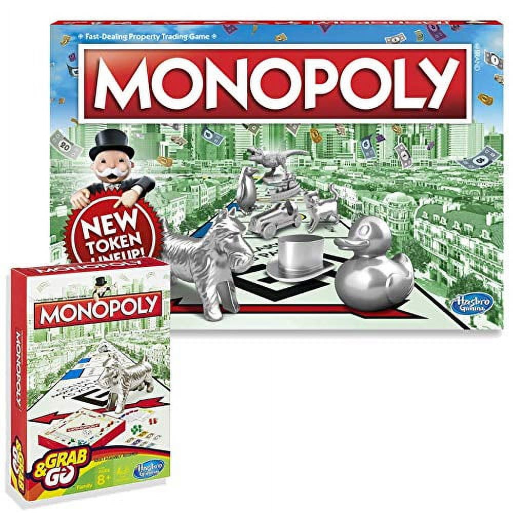 Classic Monopoly & Monopoly Grab & Go (Travel Size) Bundle [Exclusively  Bundled by Brishan] 