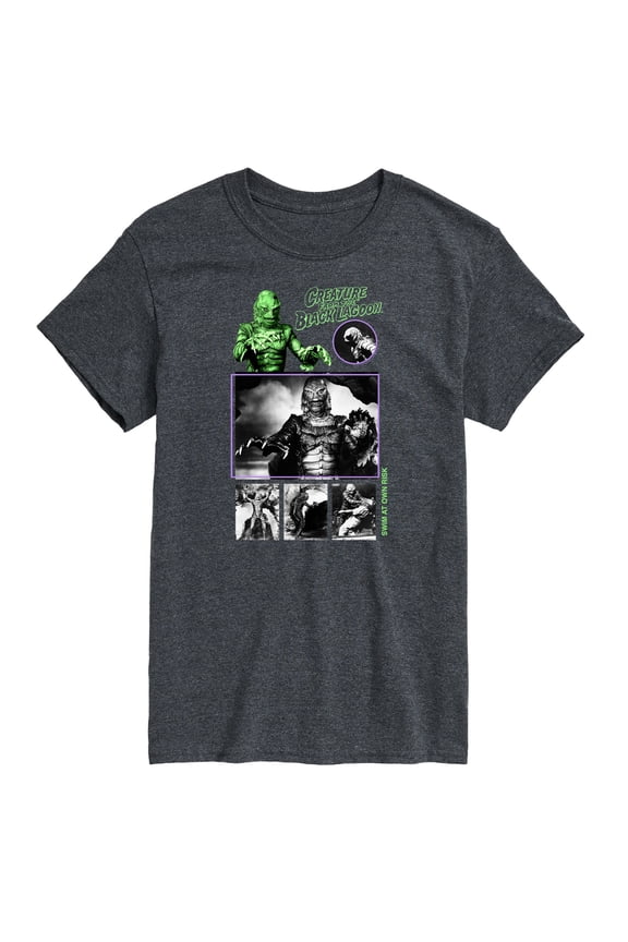 Classic Monsters - Creature From The Black Lagoon - Swim At Own Risk - Black and White Photos - Men's Short Sleeve Graphic T-Shirt