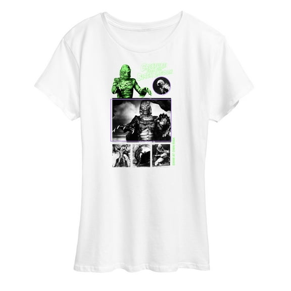 Classic Monsters - Creature From The Black Lagoon - Swim At Own Risk - Black and White Photos - Women's Short Sleeve Graphic T-Shirt