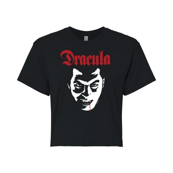 Classic Monsters - Dracula - Blood Dripping from Lip - Juniors Cropped Cotton Blend T-Shirt