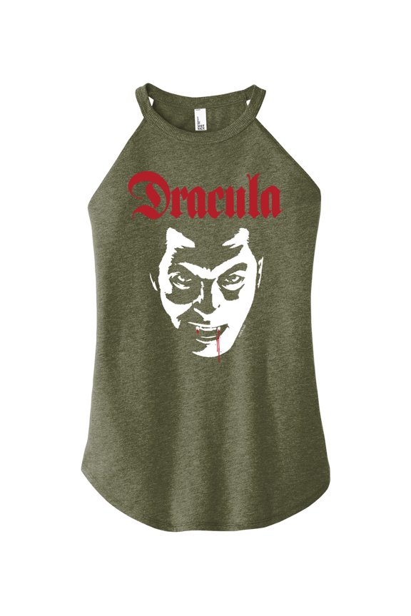 Classic Monsters - Dracula - Blood Dripping from Lip - Juniors High Neck Tank Top