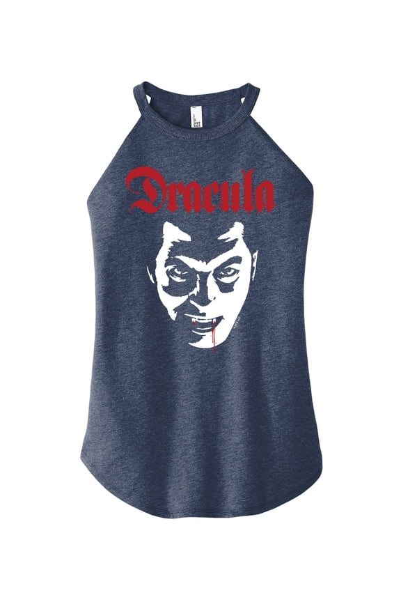 Classic Monsters - Dracula - Blood Dripping from Lip - Juniors High Neck Tank Top