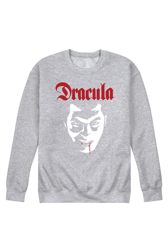 Classic Monsters - Dracula - Blood Dripping from Lip - Men's Crew Neck Fleece Pullover