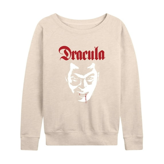 Classic Monsters - Dracula - Blood Dripping from Lip - Women's Lightweight French Terry Long Sleeve Shirt