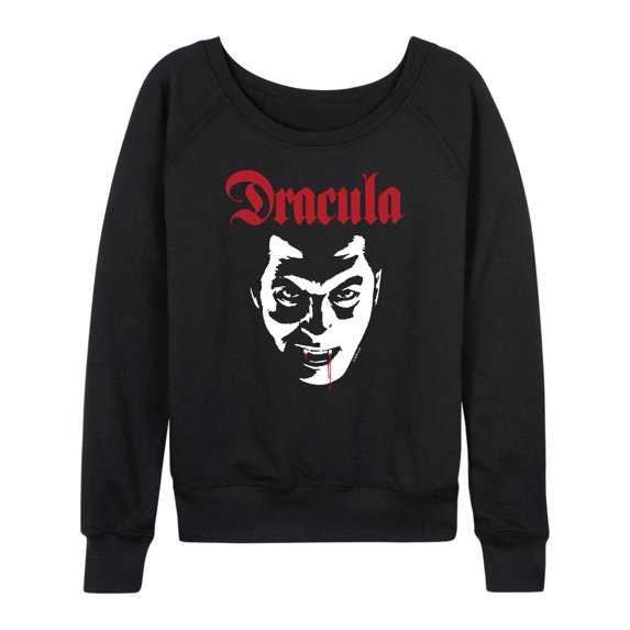 Classic Monsters - Dracula - Blood Dripping from Lip - Women's Lightweight French Terry Long Sleeve Shirt