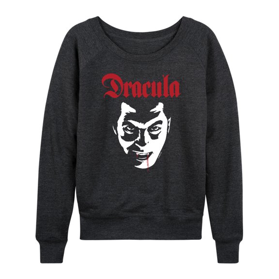Classic Monsters - Dracula - Blood Dripping from Lip - Women's Lightweight French Terry Long Sleeve Shirt