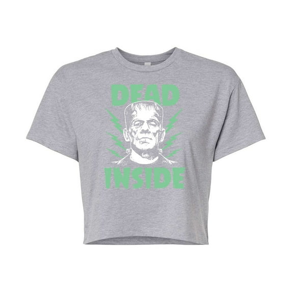 Classic Monsters - Frankenstein - Dead Inside - Electrified - Juniors Cropped Cotton Blend T-Shirt