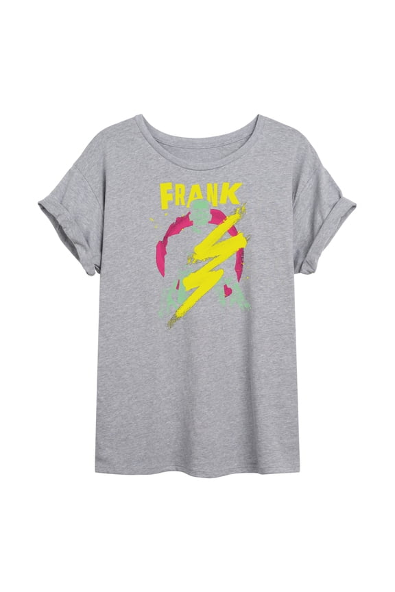 Classic Monsters - Frankenstein - Frank - Retro Style Lightening Bolt - Juniors Ideal Flowy Muscle T-Shirt