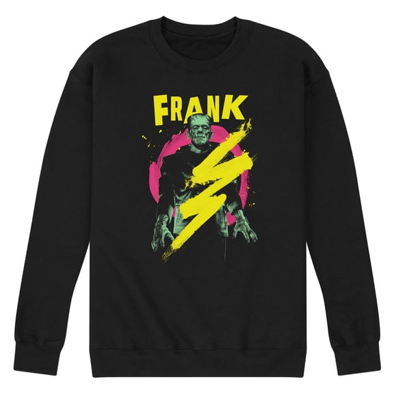Classic Monsters - Frankenstein - Frank - Retro Style Lightening Bolt - Men's Crew Neck Fleece Pullover